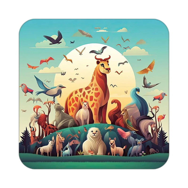 زیر لیوانی کاکتی طرح حیوانات رنگی مدل mp26111