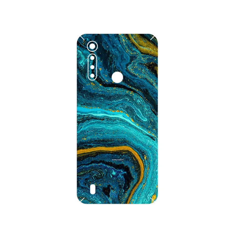 برچسب پوششی ماهوت مدل Turquoise marblewith golden streaks مناسب برای گوشی موبایل موتورولا Moto G8 Power Lite