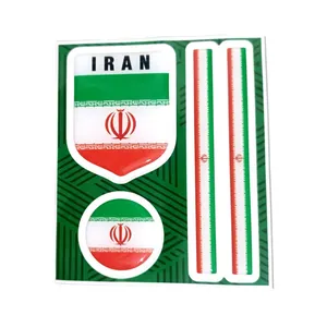 برچسب خودرو اسپرت شیرین مدل ژله ای طرح ایران بسته 4 عددی 