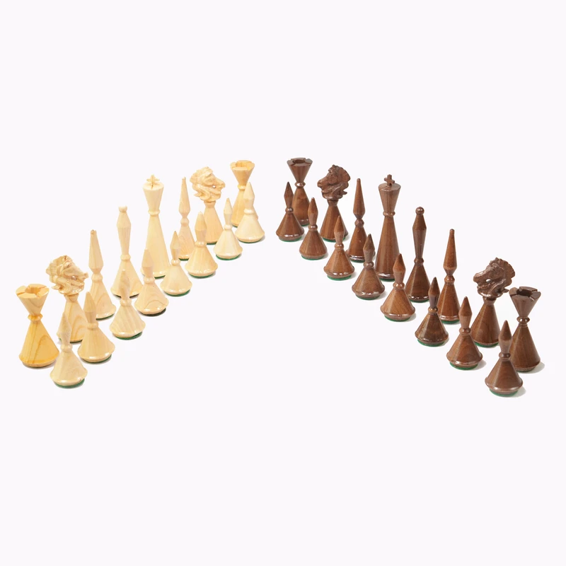 مهره شطرنج شهریار مدل چوبی مخروطی بسته 32 عددی