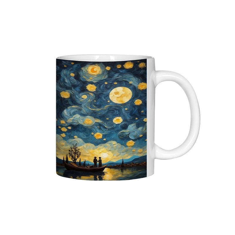 ماگ ژالینو طرح قایق و شب پر ستاره کد 001