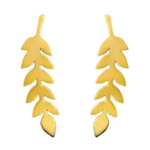 گوشواره طلا 18 عیار زنانه کاپانی مدل برگ زیتون کد KE004