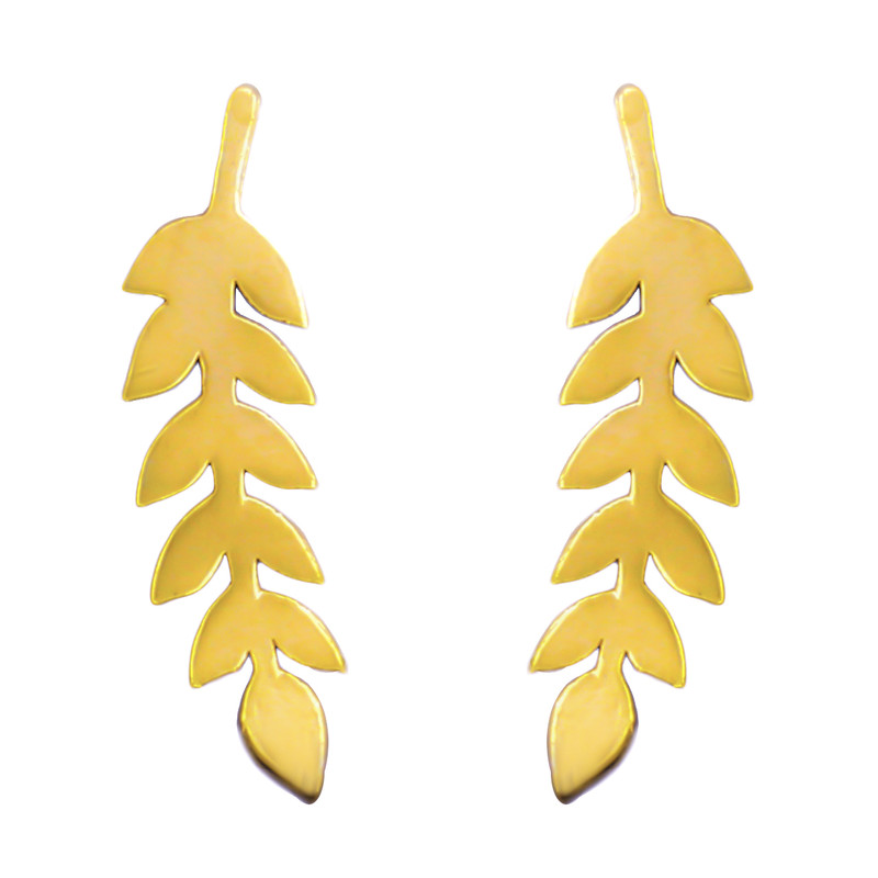 گوشواره طلا 18 عیار زنانه کاپانی مدل برگ زیتون کد KE004