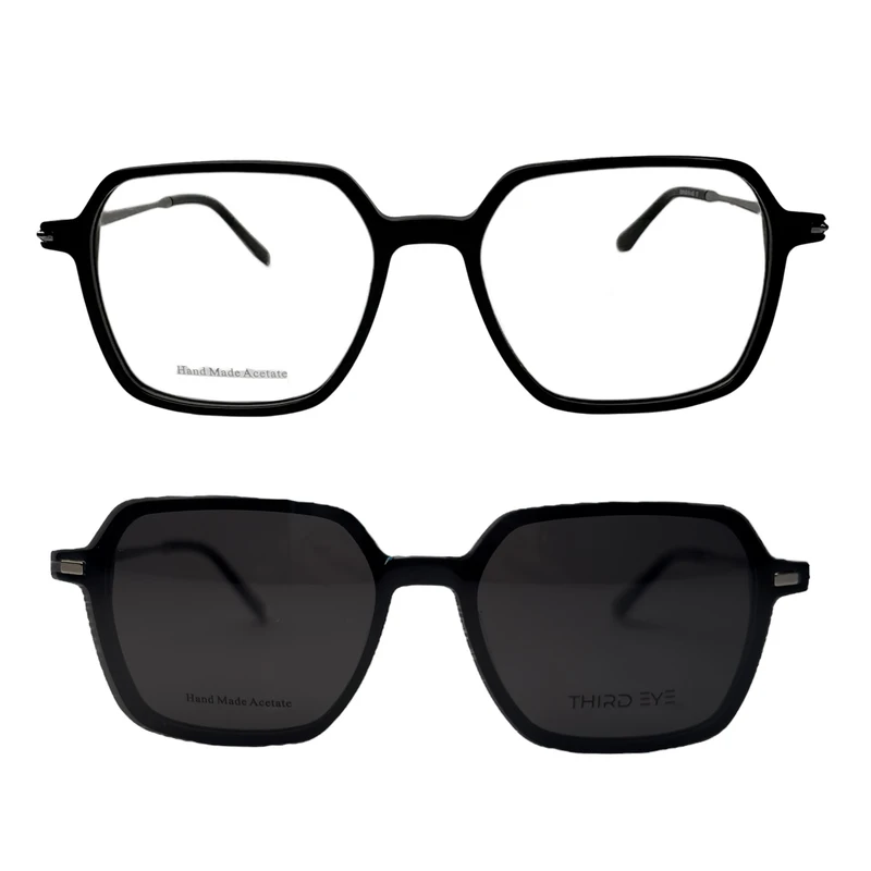 فریم عینک طبی مربعی ترد آی مدل 9345B به همراه کاور آفتابی