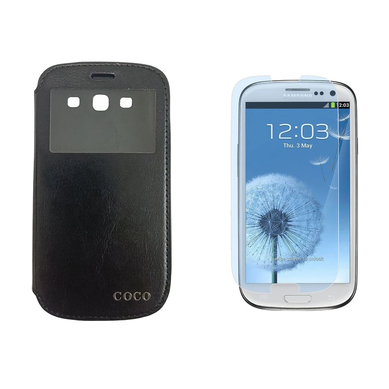 کیف کلاسوری مدل چرمی مناسب برای گوشی موبایل سامسونگ Galaxy S3/S3 Neo/i9300 به همراه محافظ صفحه نمایش