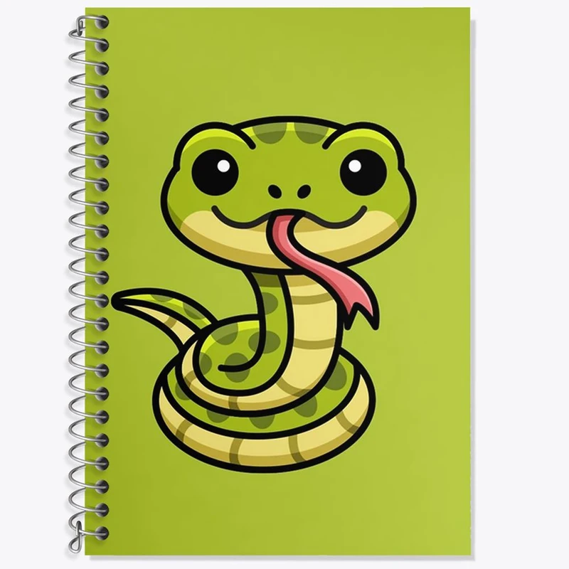 دفتر زبان 50 برگ خندالو مدل سه خط طرح حیوانات بامزه مار کد 28190