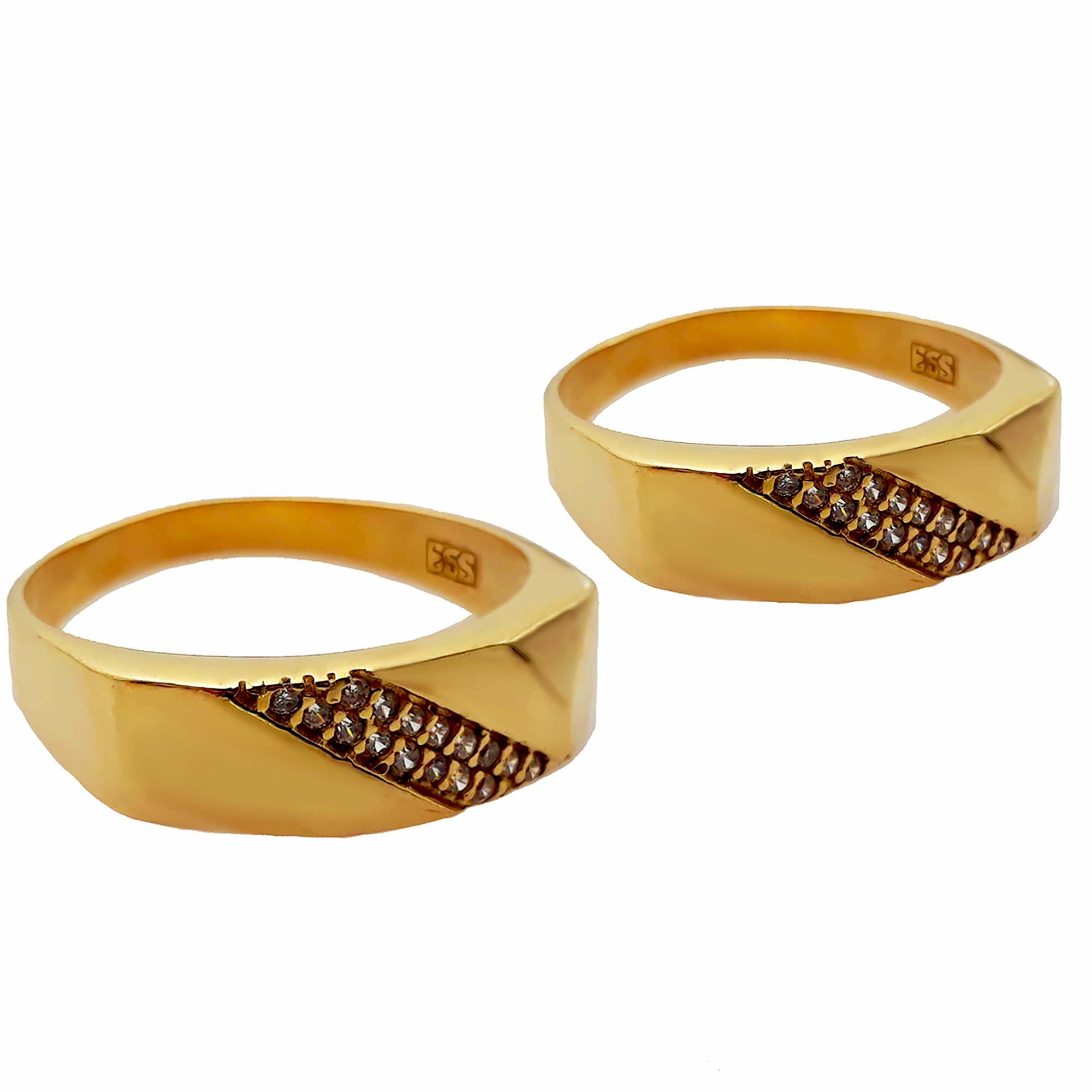 ست انگشتر زنانه و مردانه طرح سه بعدی نگین دار مدل طلاروس کد 876ANST S10