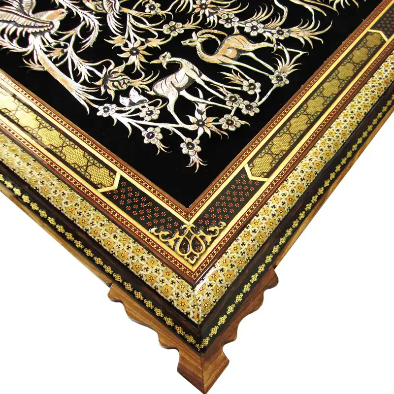 تابلو قلمزنی طرح گل و مرغ مدل خاتم کاری کد60100 -10