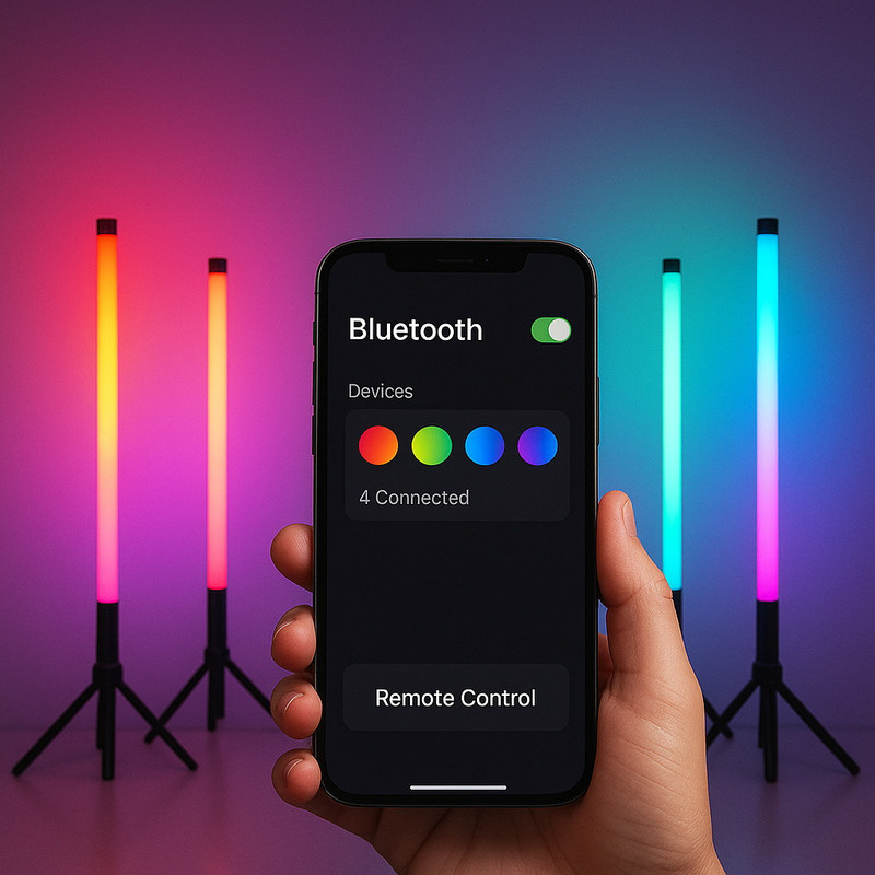 آباژور رومیزی آی لِد مدل پیکسل بلوتوثی کد BT-Rainbow-Pro1 بسته 2 عددی