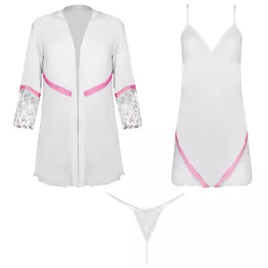 لباس خواب زنانه ماییلدا مدل گیپور کد 4001-1 رنگ سفید