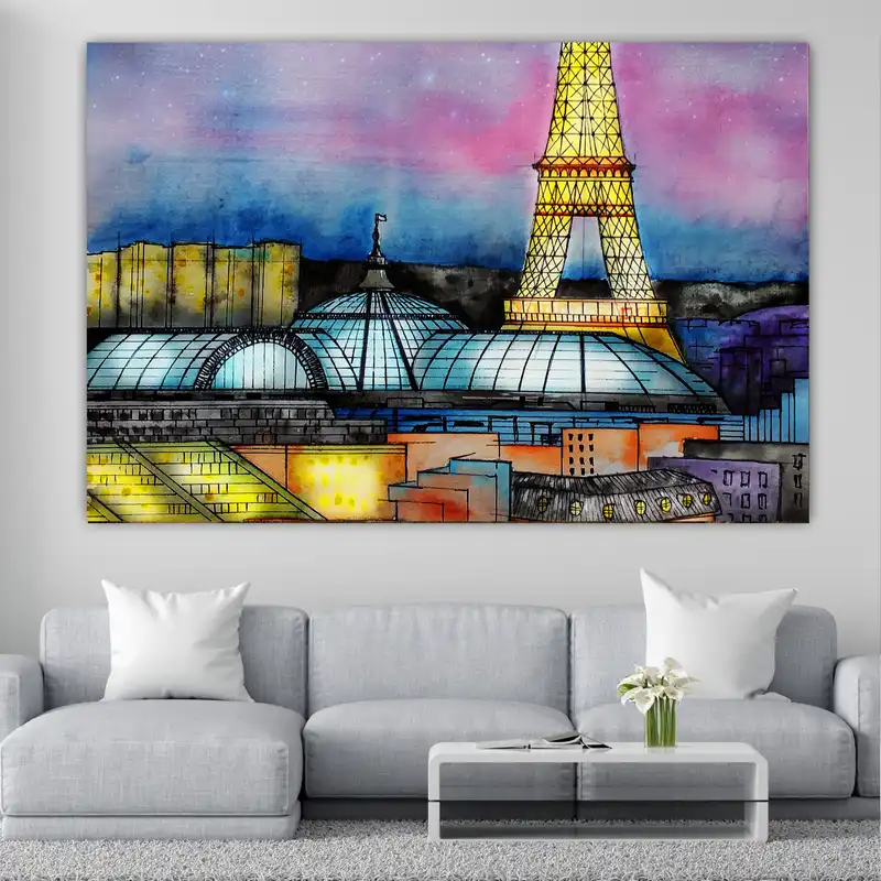 تابلو بوم طرح نقاشی برج ایفل مدل SDB4815