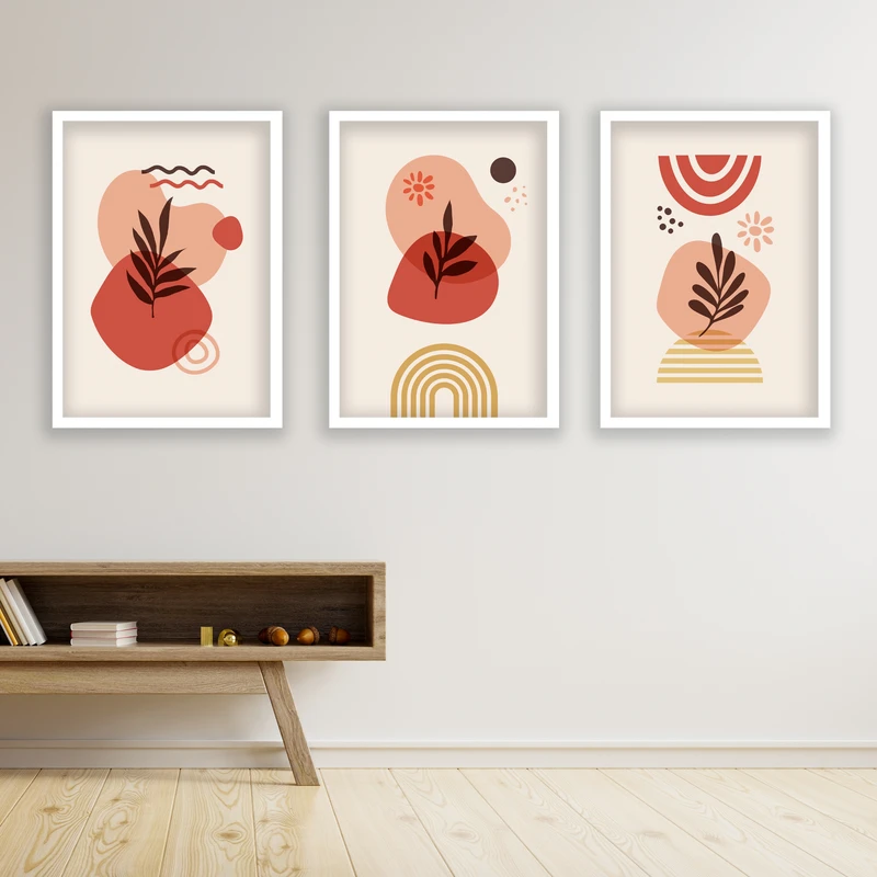 تابلو مدل مینیمال دکوراتیو کد LA-G3043 مجموعه 3 عددی
