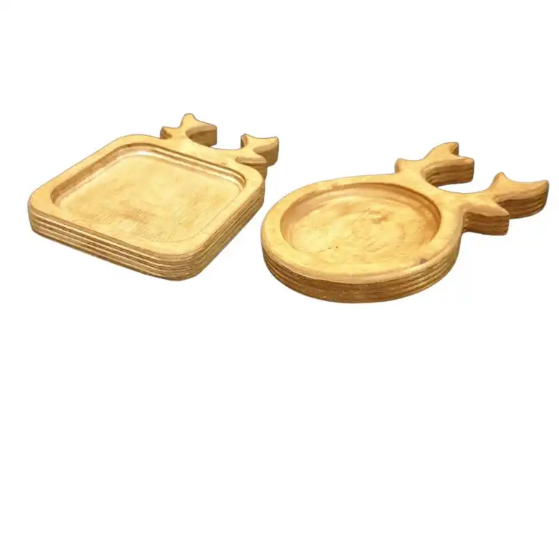 زیر لیوانی مدل چوبی طرح شاخ گوزن کد R101 بسته دو عددی