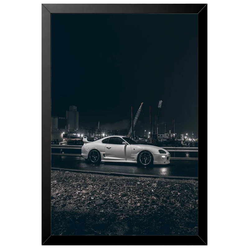 تابلو بکلیت طرح ماشین و خودرو تویوتا Toyota Supra Mk4 مدل B-pe130201 فریم مشکی