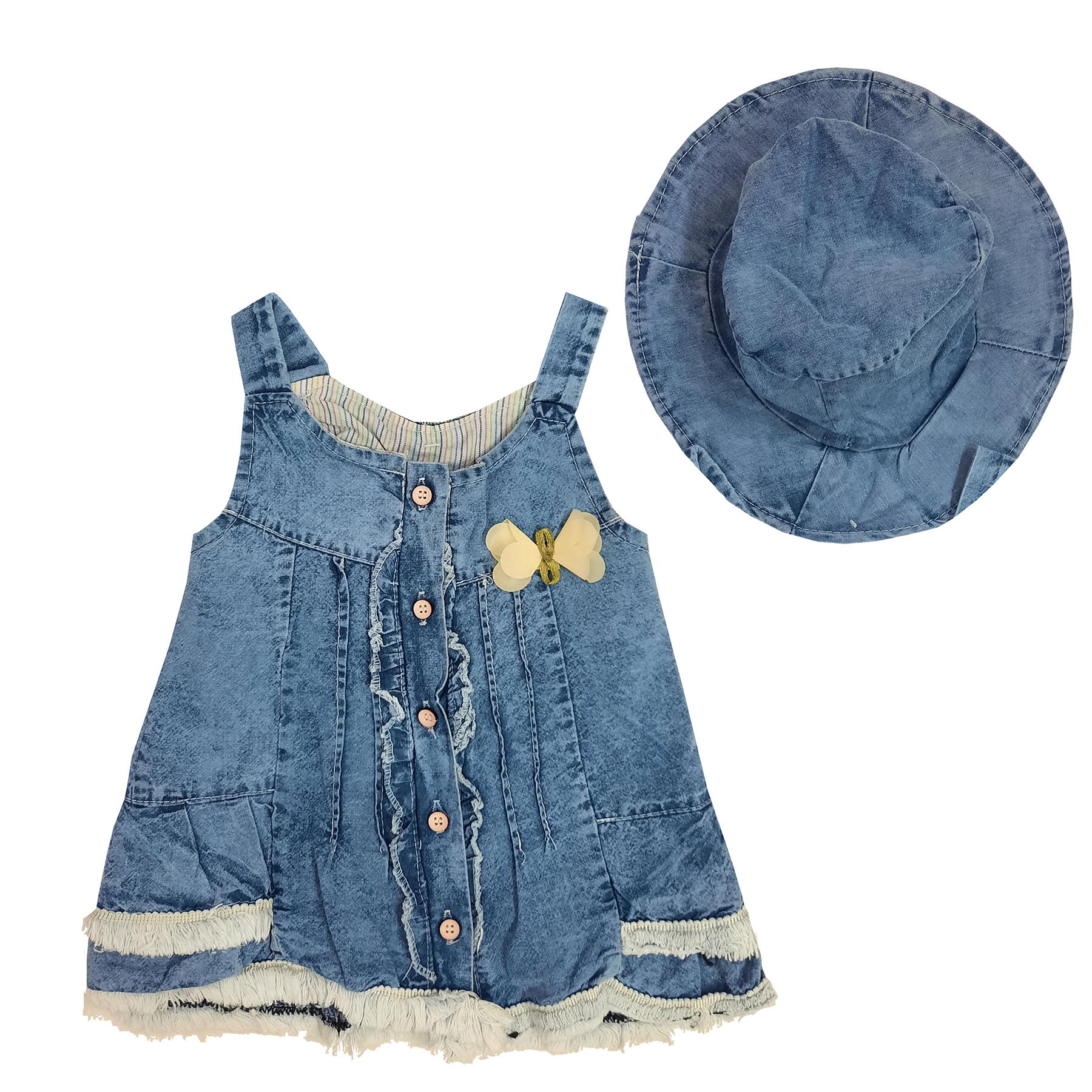 ست پیراهن و کلاه نوزادی مدل جین