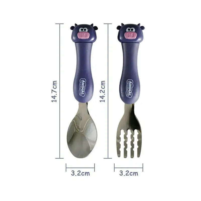 قاشق و چنگال کودک مدل عروسکی طرح گاو