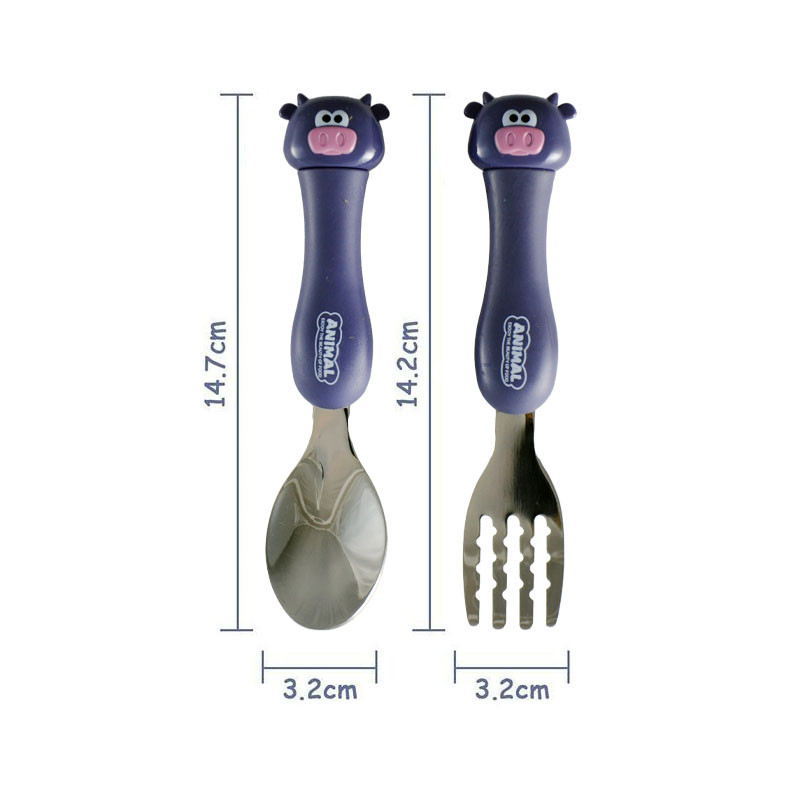 قاشق و چنگال کودک مدل عروسکی طرح گاو