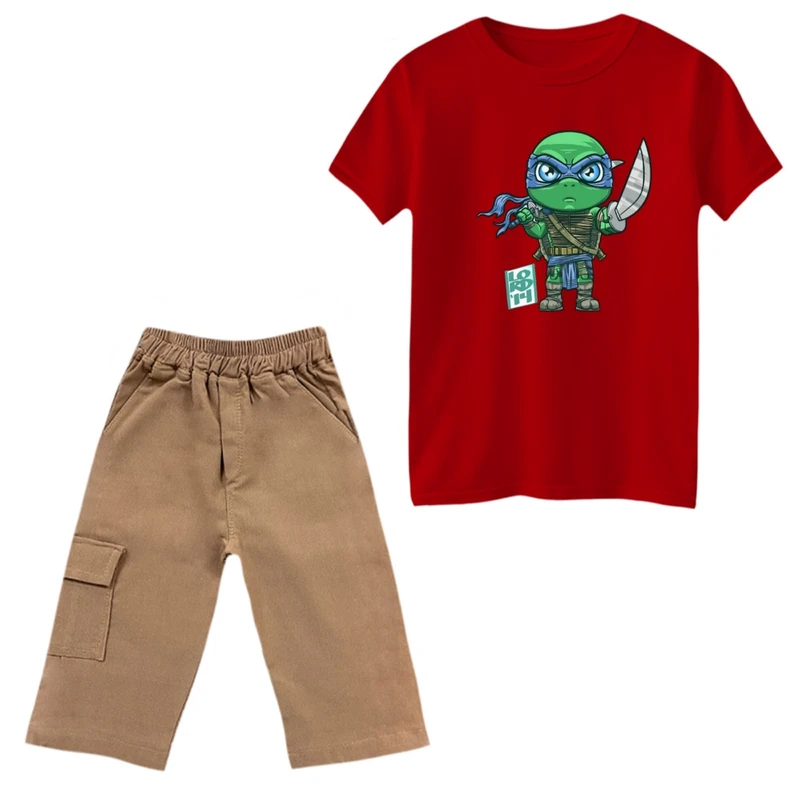 ست تی‌شرت و شلوارک پسرانه مدل لاکپشت های نینجا کد 4