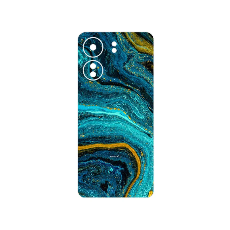 برچسب پوششی ماهوت مدل Turquoise marblewith golden streaks مناسب برای گوشی موبایل شیائومی Poco C65