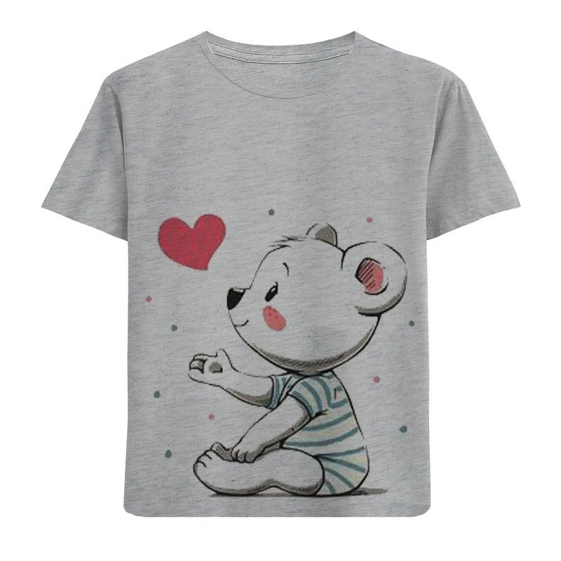 تی شرت آستین کوتاه دخترانه مدل خرس F412