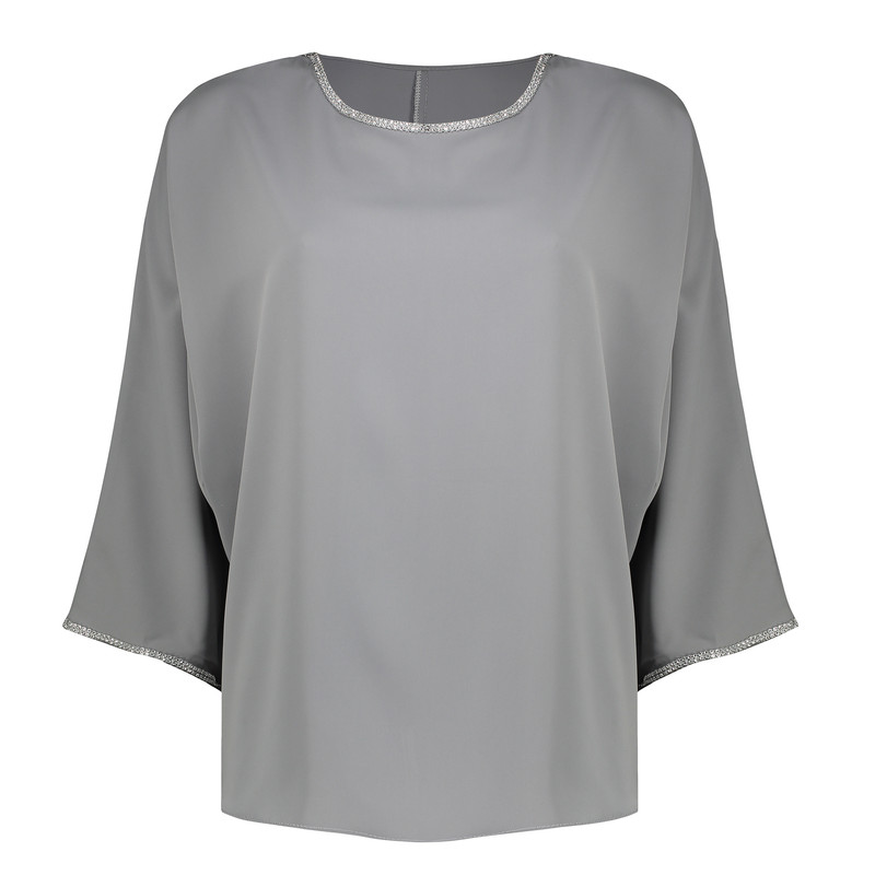 بلوز آستین سه ربع زنانه مدل 01 رنگ طوسی