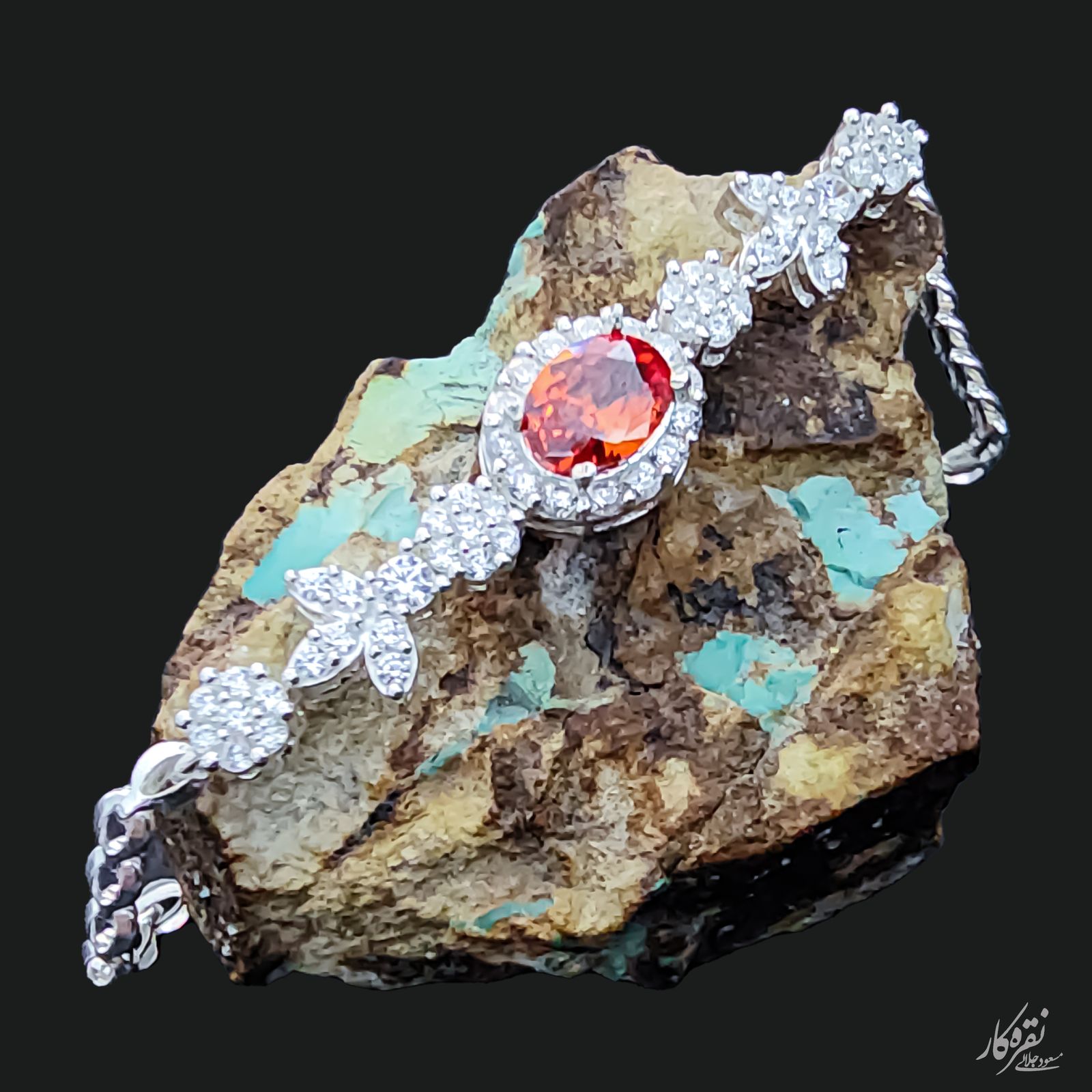 دستبند نقره زنانه مسعود جلالی نقره کار مدل CLINOHUMITE-07 -  - 2