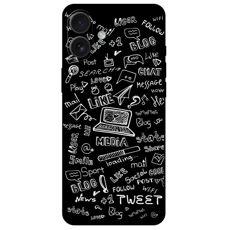 کاور مگافون طرح رسانه های اجتماعی مدل 1898 مناسب برای گوشی موبایل اپل iPhone 16 Plus               