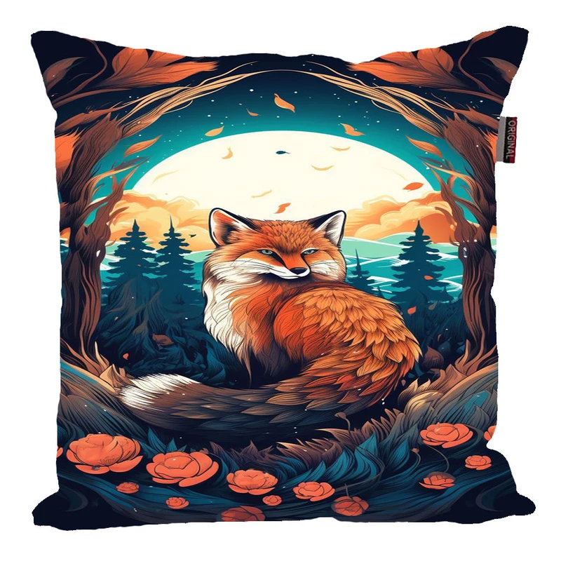 کوسن پاد آفرین مدل فانتزی طرح روباه و طبیعت کد p1051