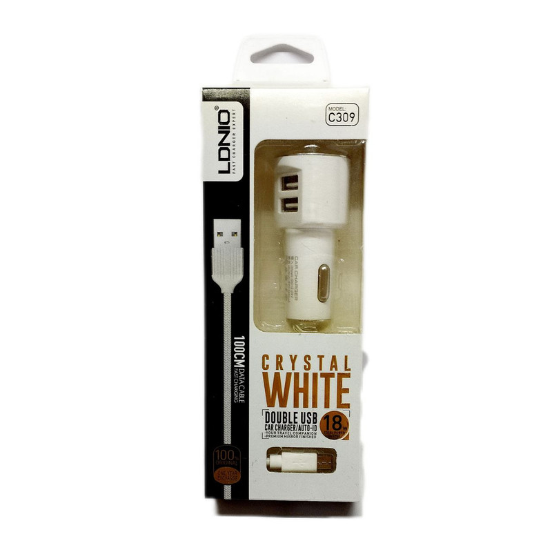 شارژر فندکی 18وات الدینیو مدل C309 به همراه کابل تبدیل MicroUsb