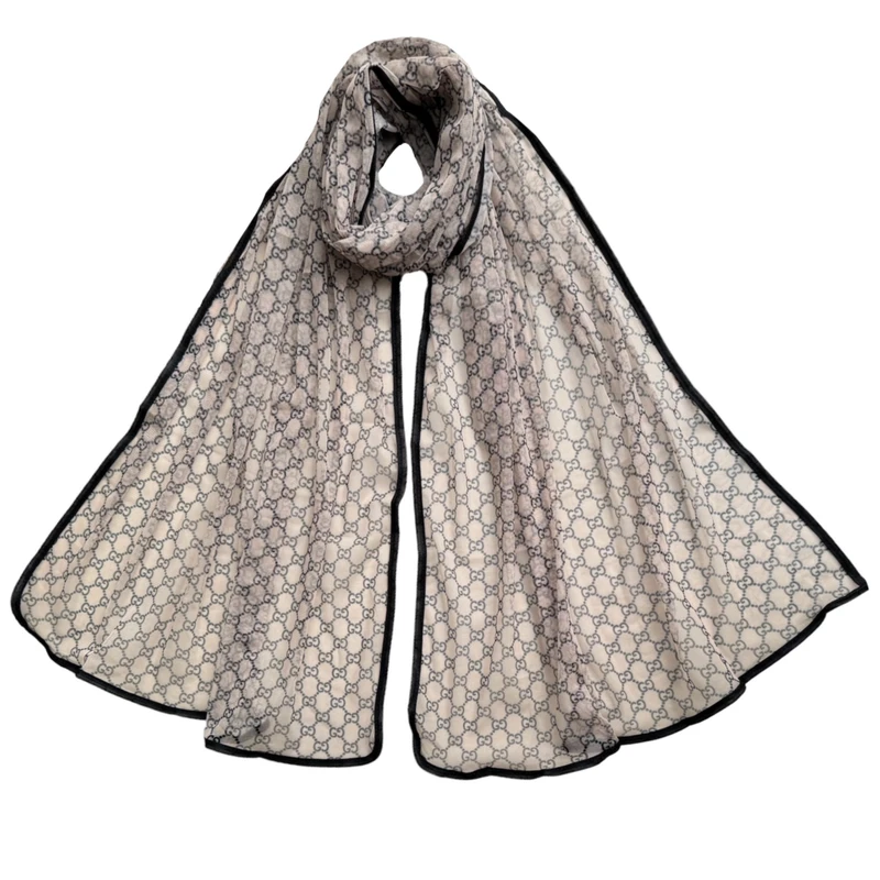 شال زنانه مدل توری تابستانی زنجیری ریز دور نوار دوزی 