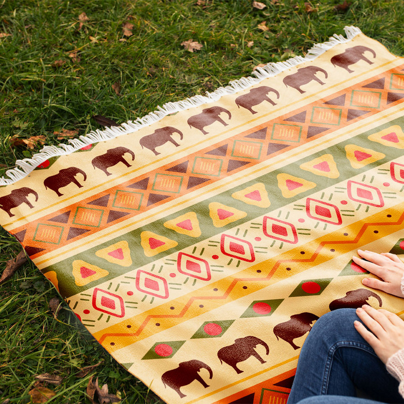 شال مبل طرح دسته فیل ها کد Q2SH1050 سایز 98x180 سانتی متر