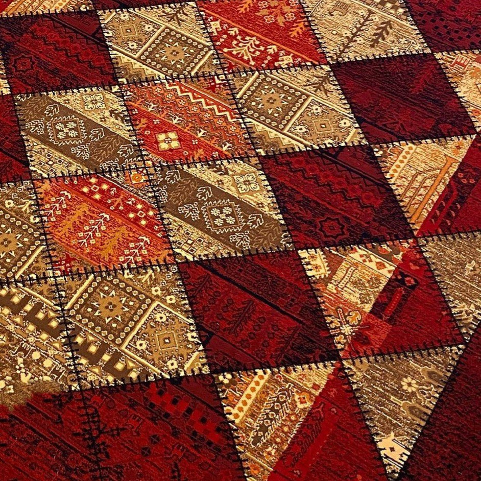 فرش ماشینی هیوا طرح بلوچ کد 429 زمینه لاکی