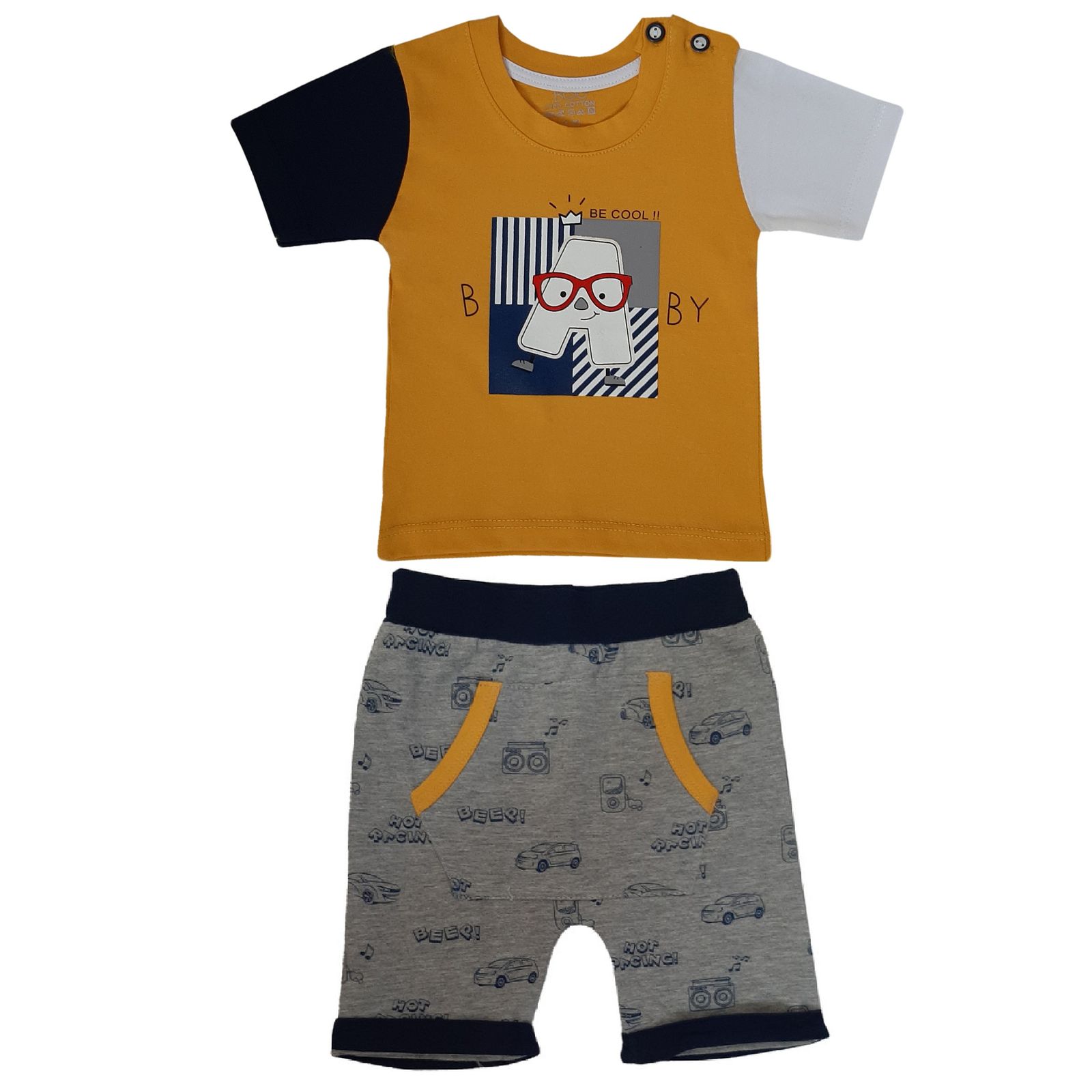 ست تی شرت و شلوارک نوزادی بیبی بو طرح A مدل 4-9524 -  - 1