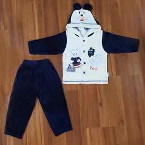 ست سویشرت و شلوار نوزادی نسیم طرح خرس قطبی رنگ سرمه ای 