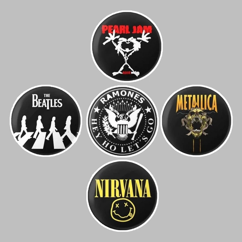 استیکر لپ تاپ و موبایل گوفی طرح لوگو گروه راک مجموعه 5 عددی 