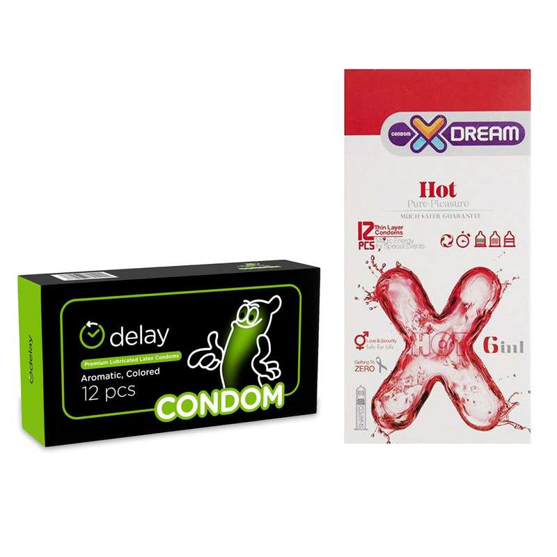 کاندوم ایکس دریم مدل Hot بسته 12 عددی به همراه کاندوم کاندوم مدل Delay بسته 12 عددی