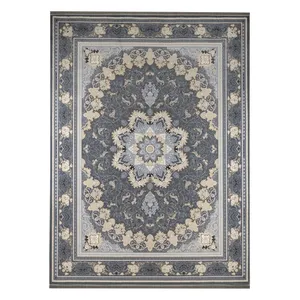 فرش ماشینی لوزان مدل میخک کد 14021101 زمینه طوسی