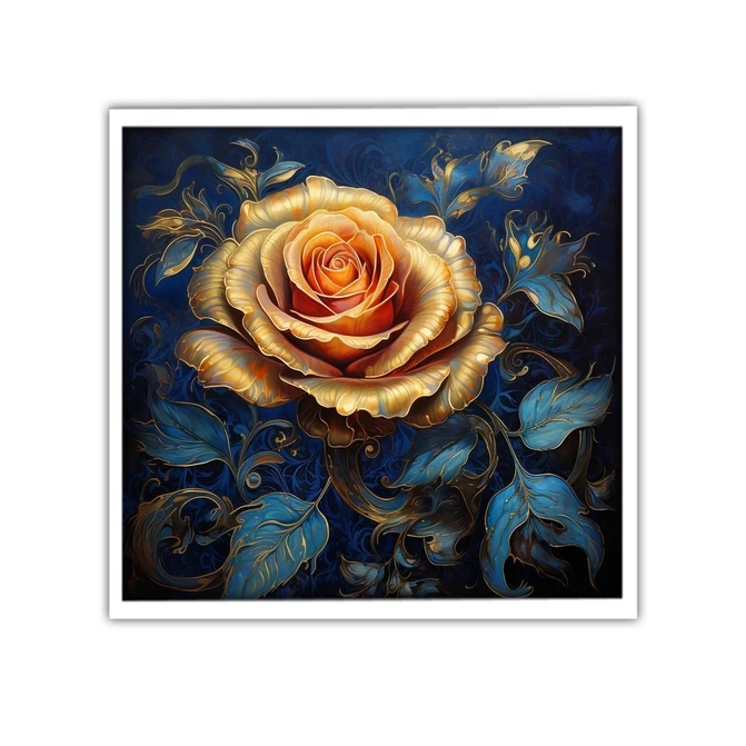 تابلو نوری بکلیت طرح گرافیکی گل طلایی مدل W-MID-19407