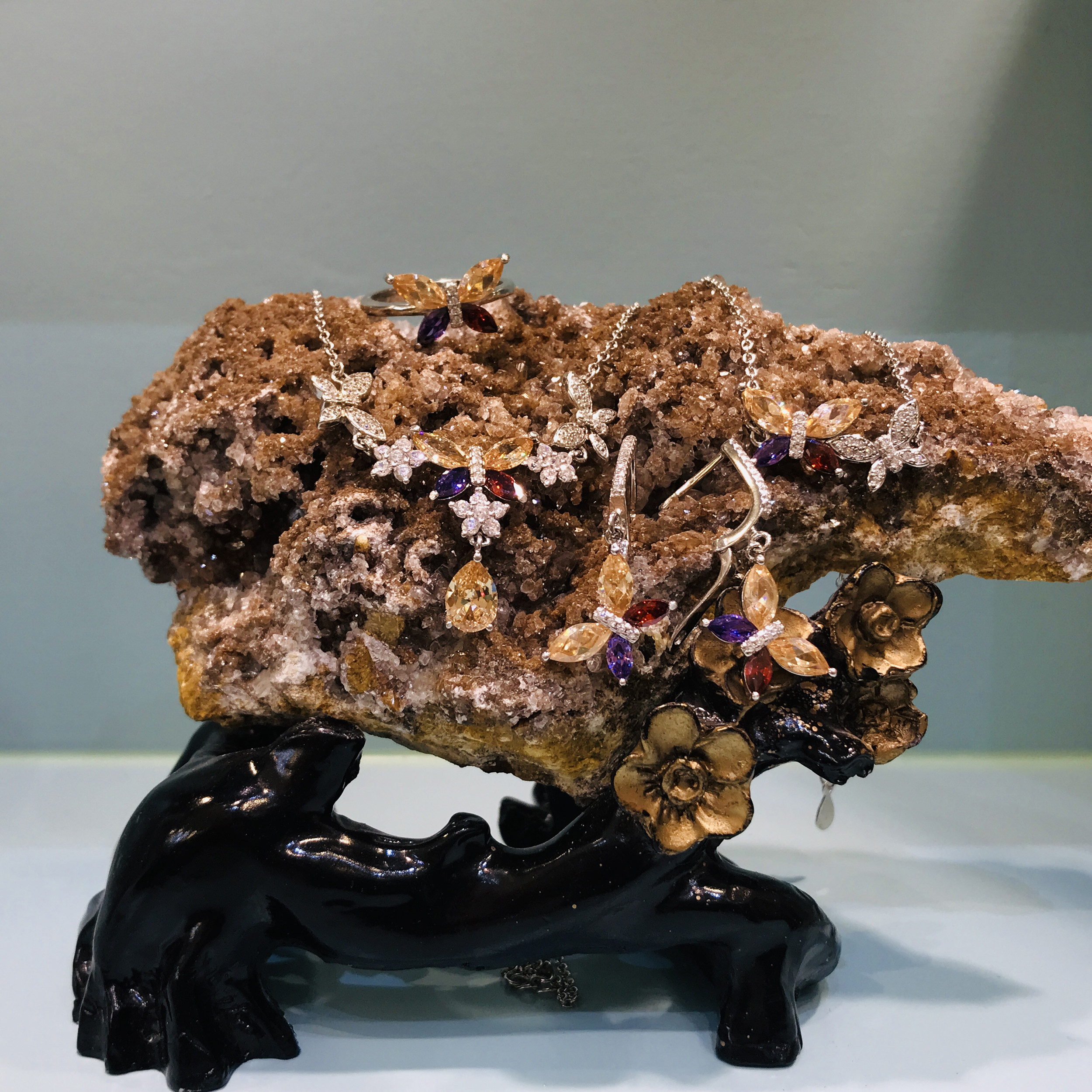 ست نقره زنانه مدل سوپر لوکس گل 443-2