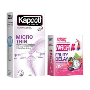 کاندوم کاپوت مدل Micro Thin بسته 12 عددی به همراه کاندوم ناچ کدکس مدل Fruity Delay بسته 3 عددی