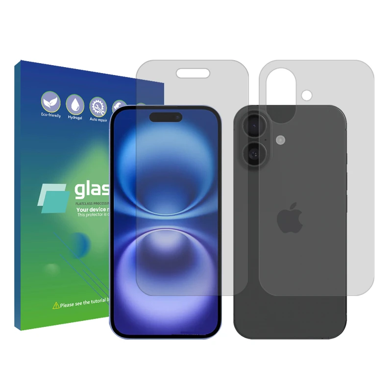 محافظ صفحه نمایش شفاف گلس پرو مدل Resistant مناسب برای گوشی موبایل اپل iPhone 16 Plus به همراه محافظ پشت گوشی 