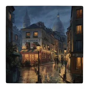  زیر لیوانی  طرح نقاشی شهر بارانی اروپایی کد    4861157_3766