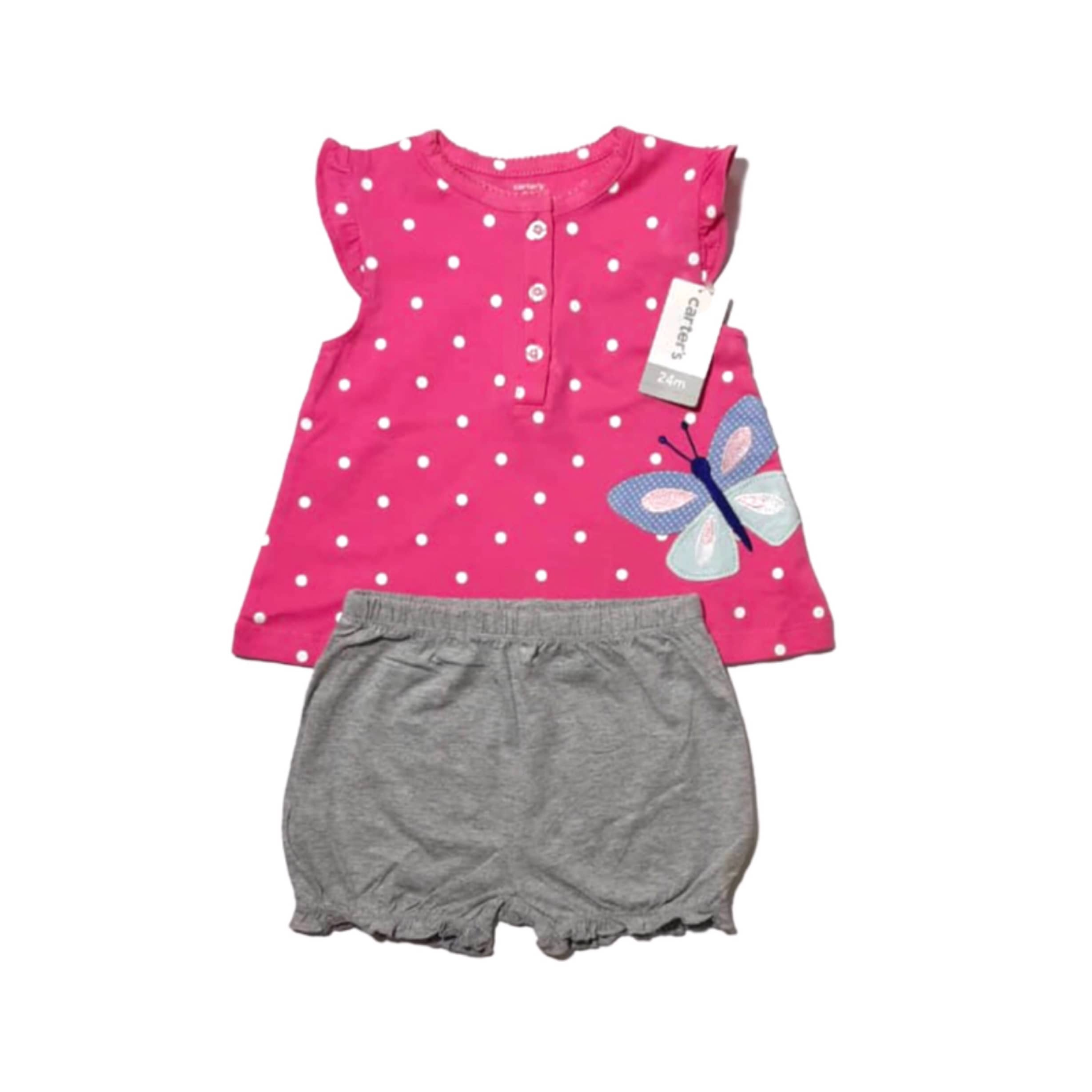 ست پیراهن و شورت نوزادی کارترز مدل خالدار پروانه ای