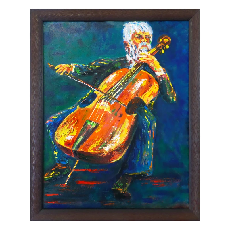 تابلو نقاشی رنگ روغن مدل ویلونیست پیر