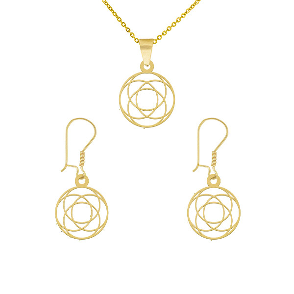 نیم ست طلا 18 عیار زنانه طلای کامک طرح دایره‌ای کد 46