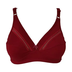 سوتین زنانه مدل نخی ژوردار کد S4104-01 رنگ زرشکی