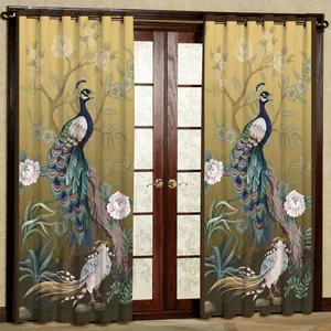 پرده مدل طرح دار طاووس مخمل پانچی کد 2716 سایز 200x140 سانتی متر