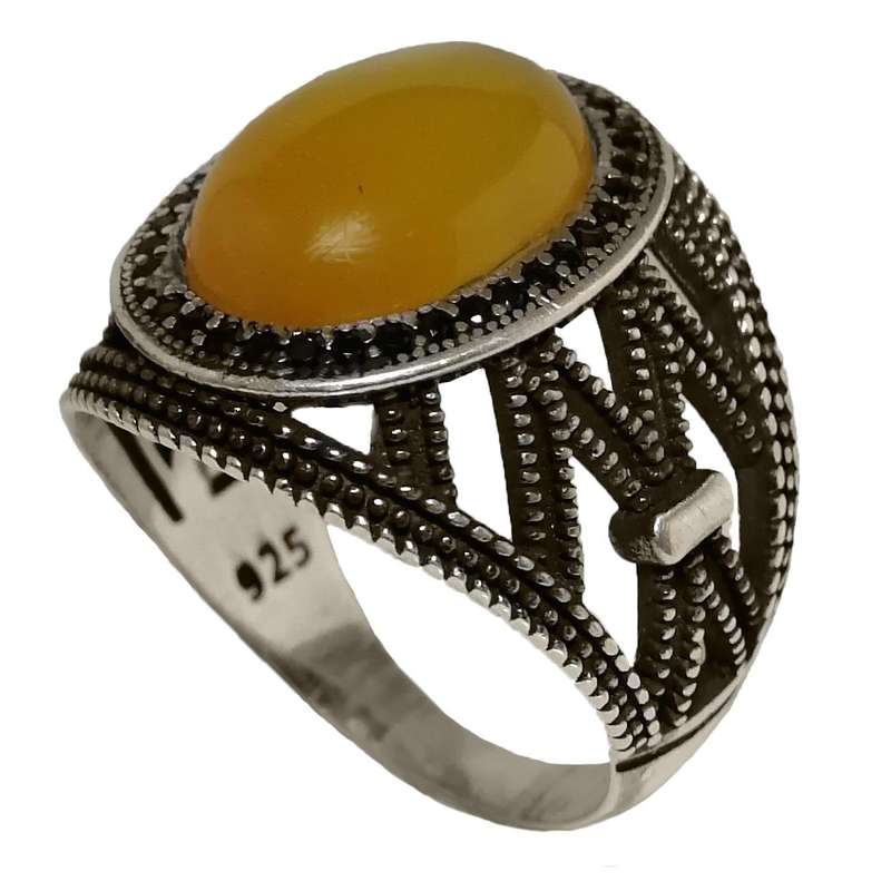 انگشتر نقره مردانه مدل عقیق شرف الشمس اسپرت MS9033