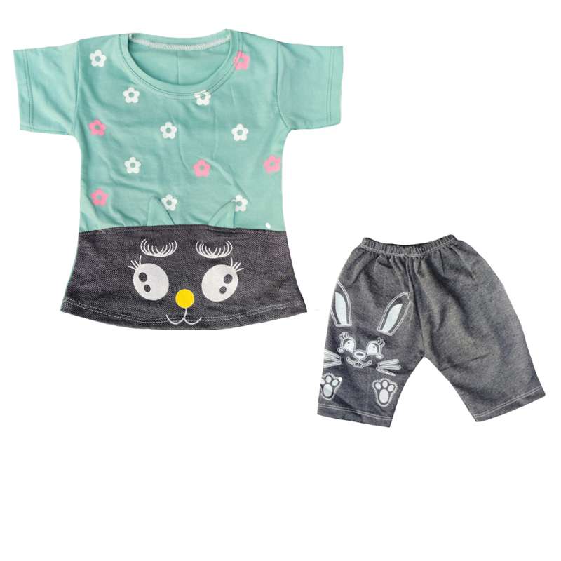 ست تی شرت و شلوارک دخترانه مدل خرگوش کد 0963