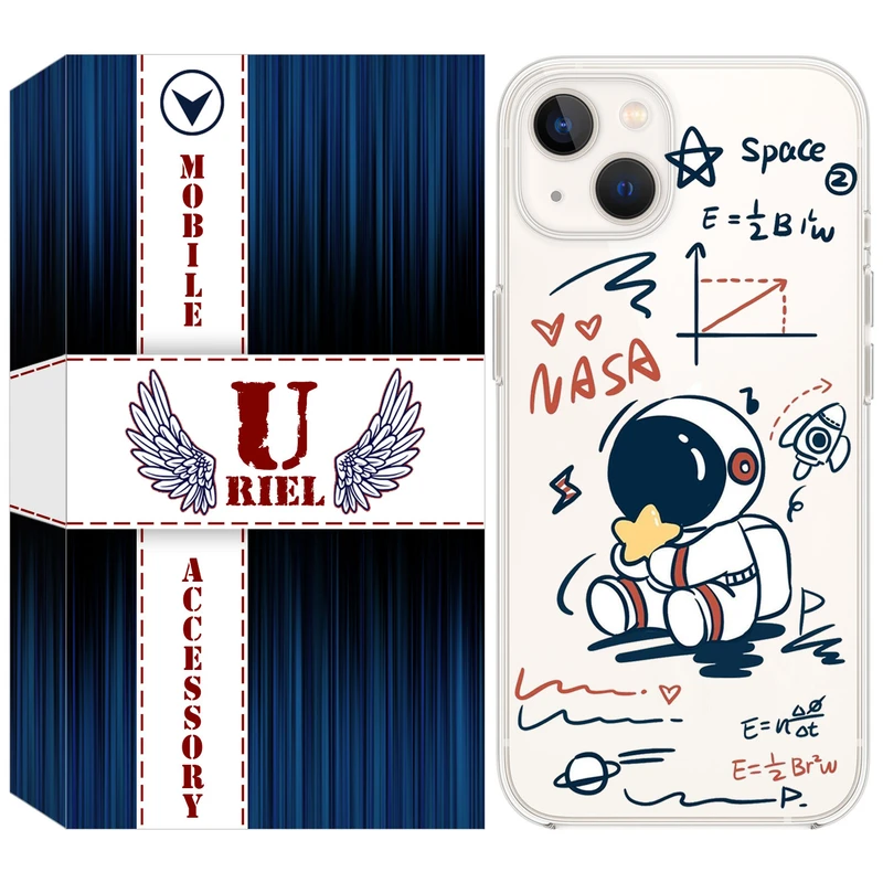 کاور یوریل مدل Clear کد 1 طرح فضانورد مناسب برای گوشی موبایل اپل iPhone 13 mini